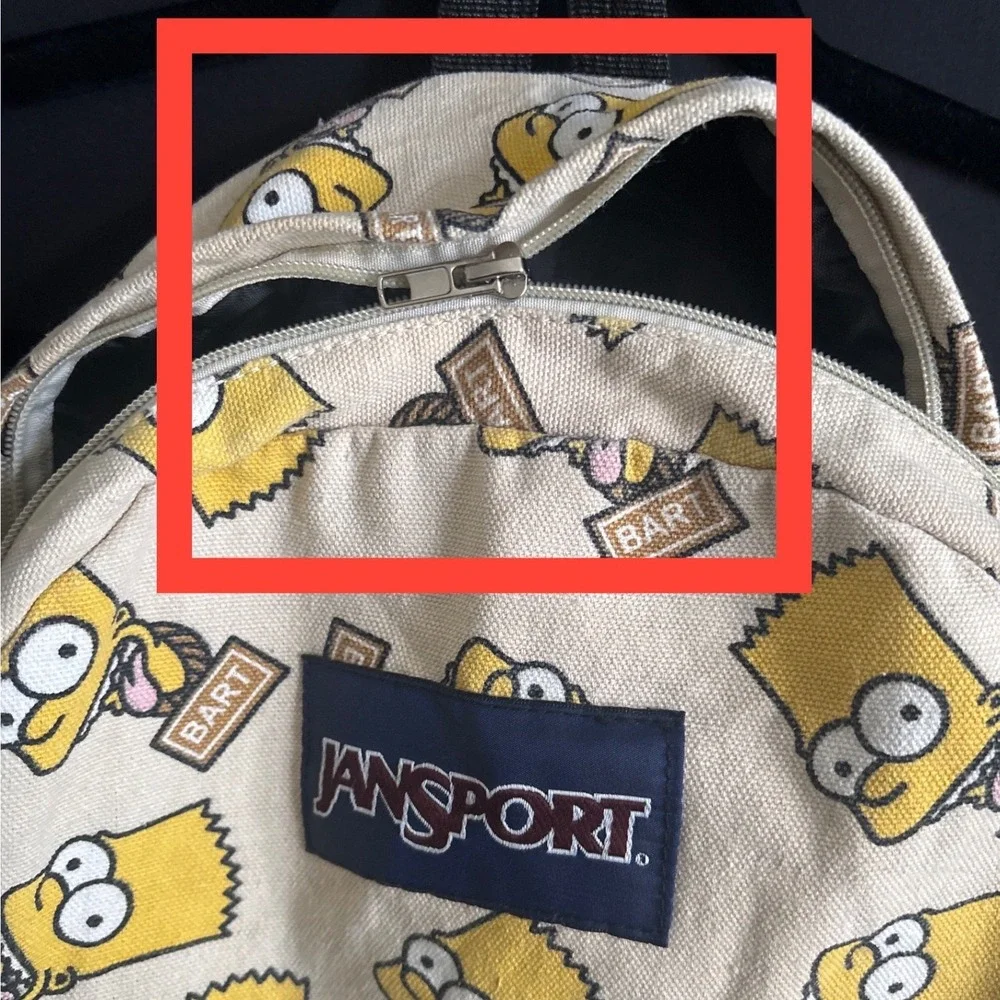 RARE JanSport The Simpsons Bart Simpson All Over Print Canvas Backpack Yellow